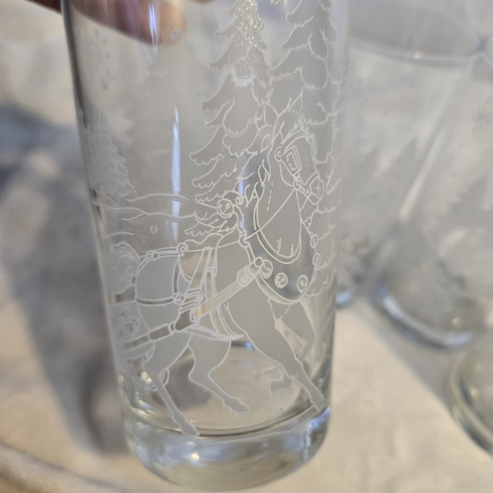 Vintage Luminarc Through The Woods Christmas Glasses Set of 4 Frosted Trees